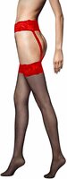 Jarretel Panty, Kleur Zwart met Rode Boord en  Jarretels