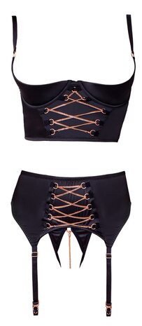 Abierta  Fina Kwart Cup corset BH set met jarretelgordel