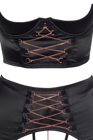 Abierta  Fina Kwart Cup corset BH set met jarretelgordel