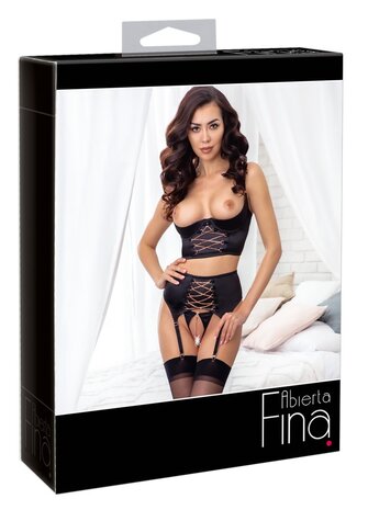 Abierta  Fina Kwart Cup corset BH set met jarretelgordel