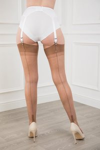 Gio Originele Fully Fashioned Naadkousen met Cuban Heel, kleur Natural