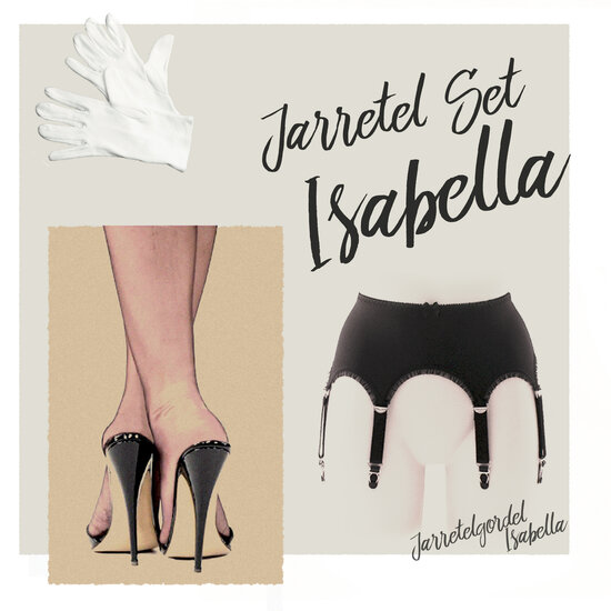Jarretel set Isabella, bestaande uit: Jarretelgordel Isabella met een paar Calze 15 nylonkousen plus een paar handschoenen